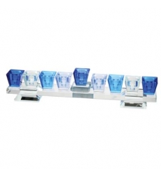Hanoukia Cristal et branches bleues 27x8cm