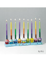 Menorah "JERUSALEM", Céramique peinte à la main