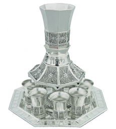 Fontaine à vin Aluminium avec 8 Petits Verres