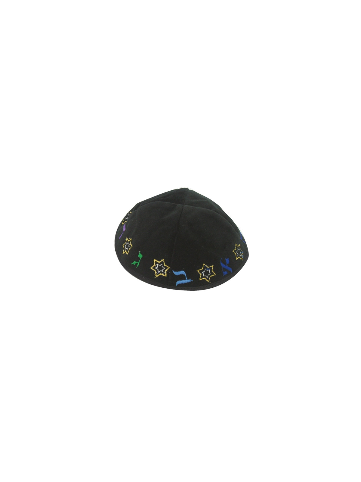 Kippa Velours Aleph Beth Noire