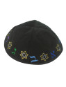 Kippa Velours Aleph Beth Noire