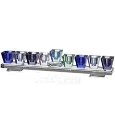 Cristal Menorah 27 * 5cm - Bleu