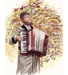 Hassid jouant de l’accordéon – Peinture par numéros Tamar Zeitlin