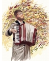 Hassid jouant de l’accordéon – Peinture par numéros Tamar Zeitlin