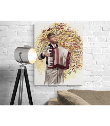 Hassid jouant de l’accordéon – Peinture par numéros Tamar Zeitlin