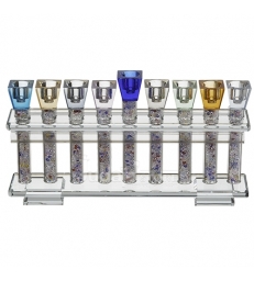 Hanoukia en cristal et branches multicolores