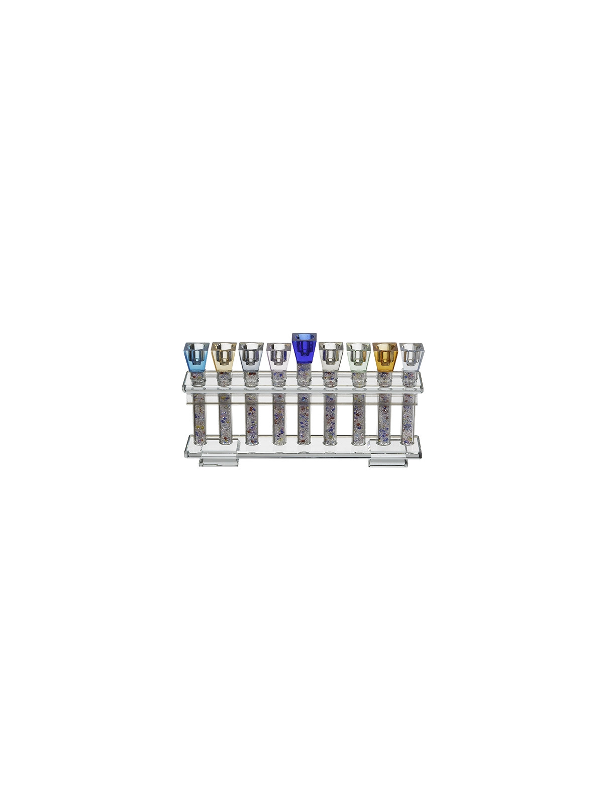 Hanoukia en cristal et branches multicolores