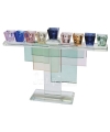 HANOUKIA EN CRISTAL ET BRANCHES MULTICOLORES