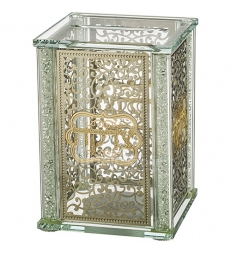 Boîte de Tzedakah en cristal avec Plaque