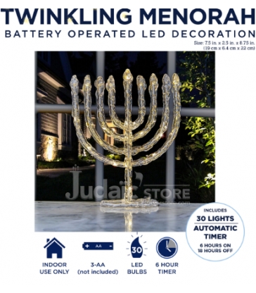 Décoration de menorah scintillante à LED