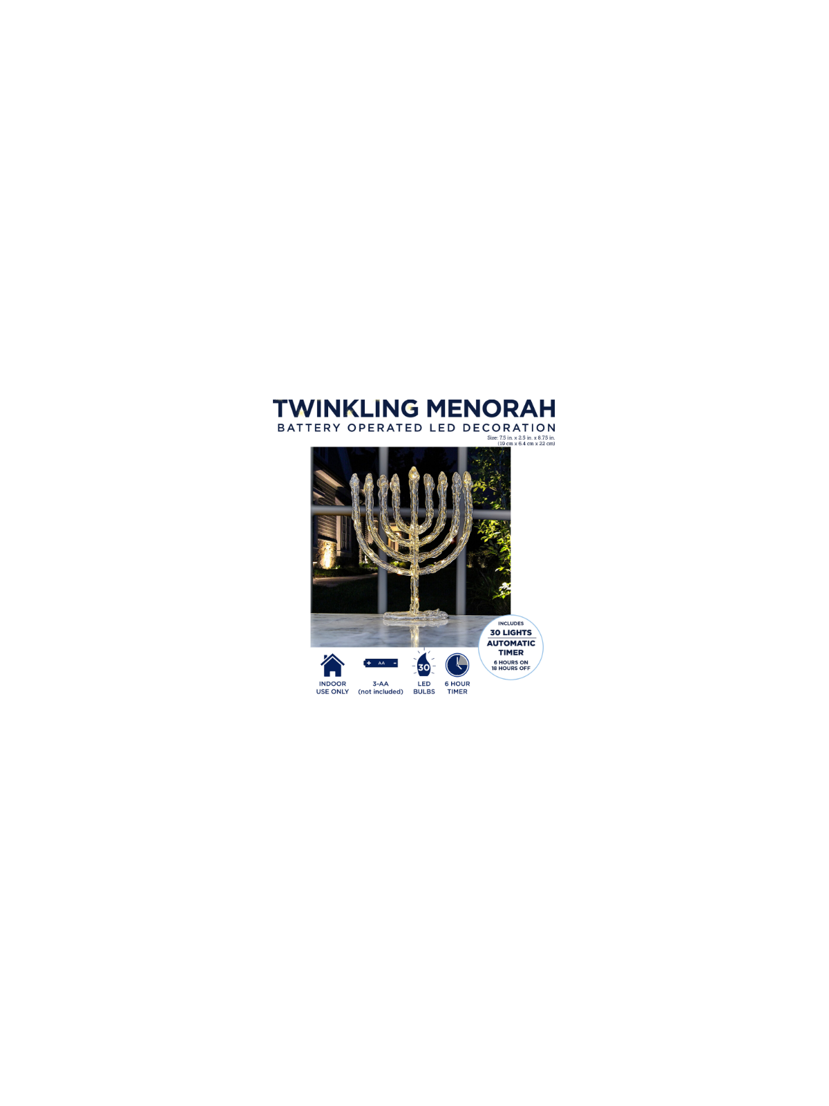 Décoration de menorah scintillante à LED