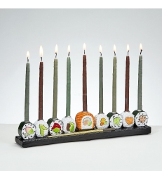 Menorah à sushi en résine peinte à la main
