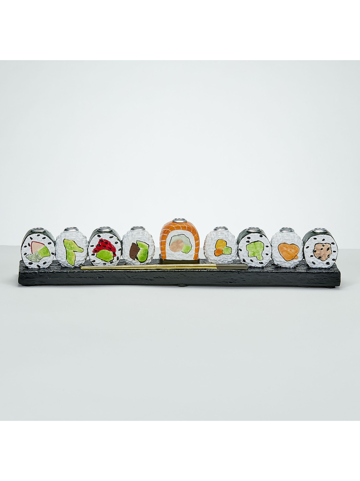 Menorah à sushi en résine peinte à la main