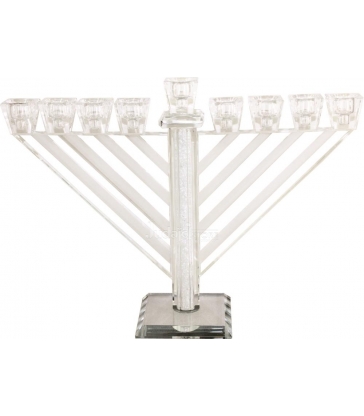 Menorah en cristal 21cm - Chabad incrusté de pierres